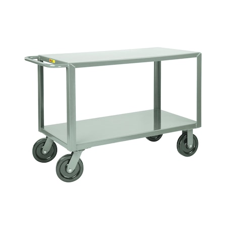Little Giant Utility Cart, 12 ga. Steel, 5000 lb Load Capacity, 2 Shelves, 78" L, 36-1/2" W GH-3672-8PHK